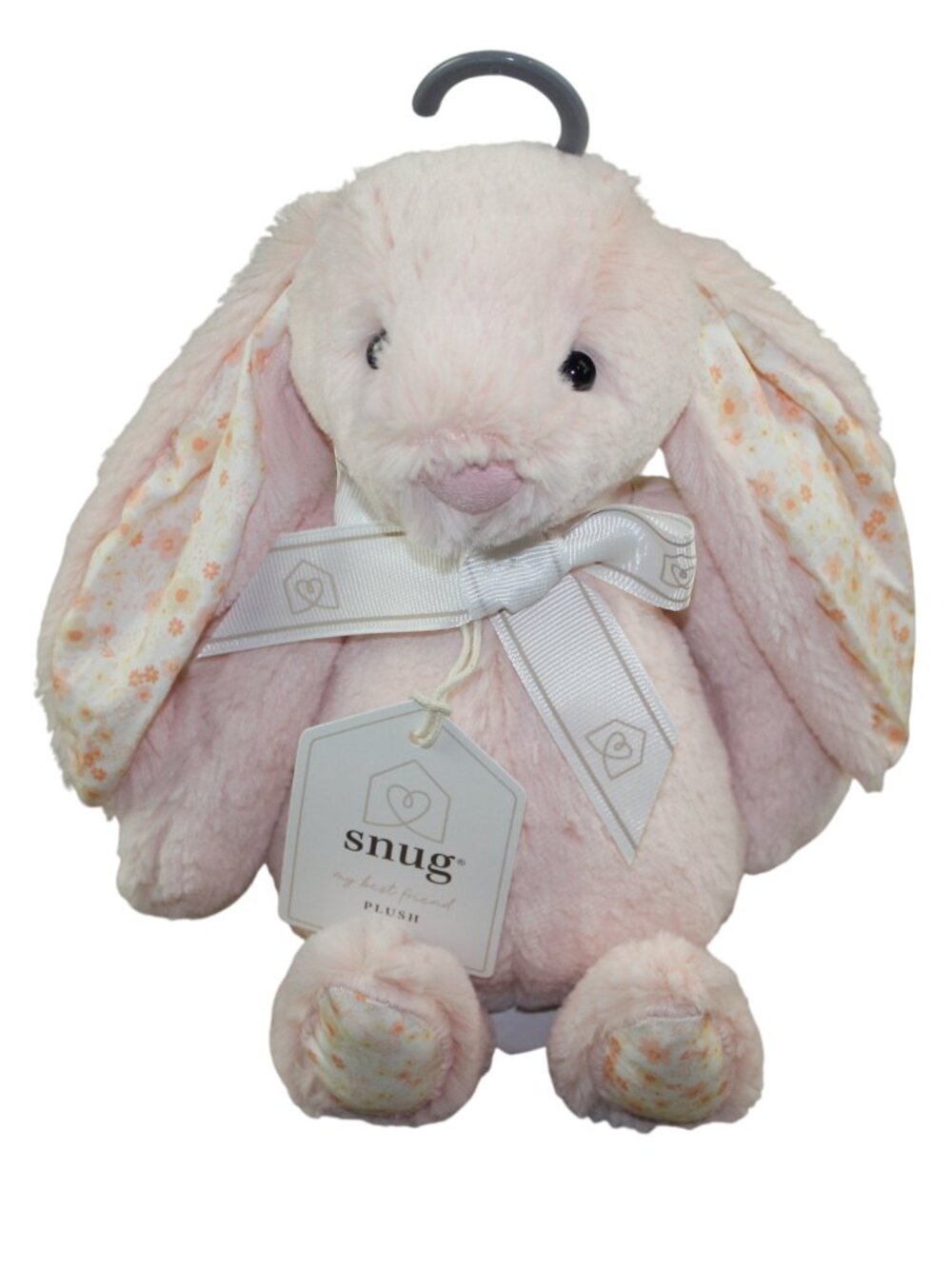 Snug Bunny Plush Pink Peach Floral Stuffed Toy 11" Soft Rabbit Lovey Infant NWT